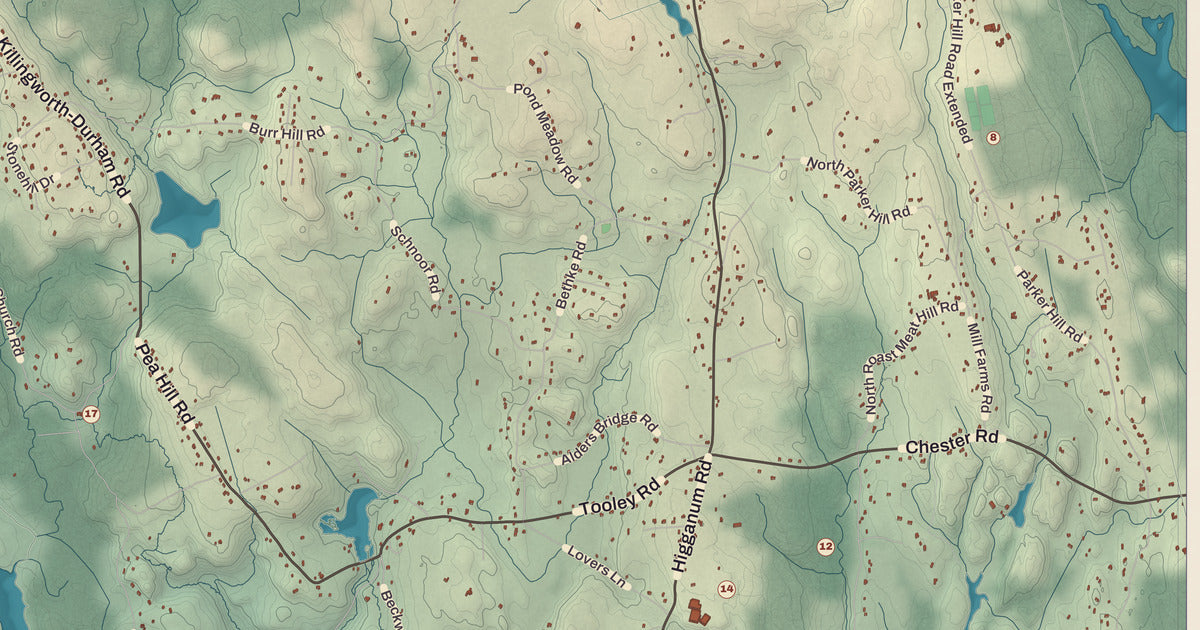 Detailed close-up of the KNOWOL map of Killingworth, Connecticut