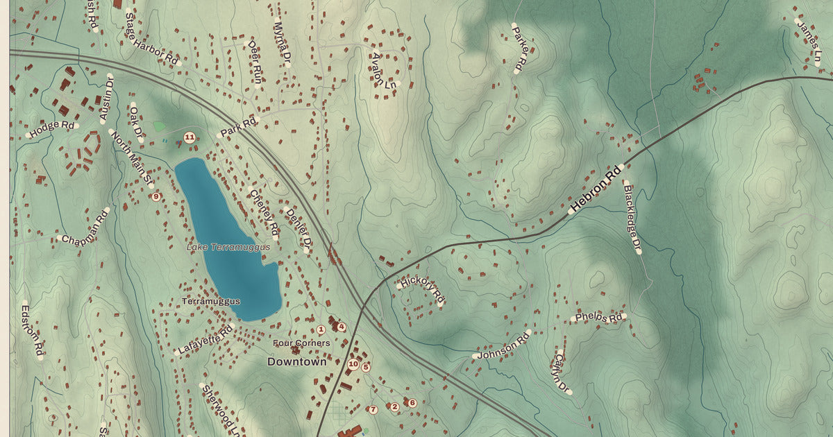 Detailed close-up of the KNOWOL map of Marlborough, Connecticut