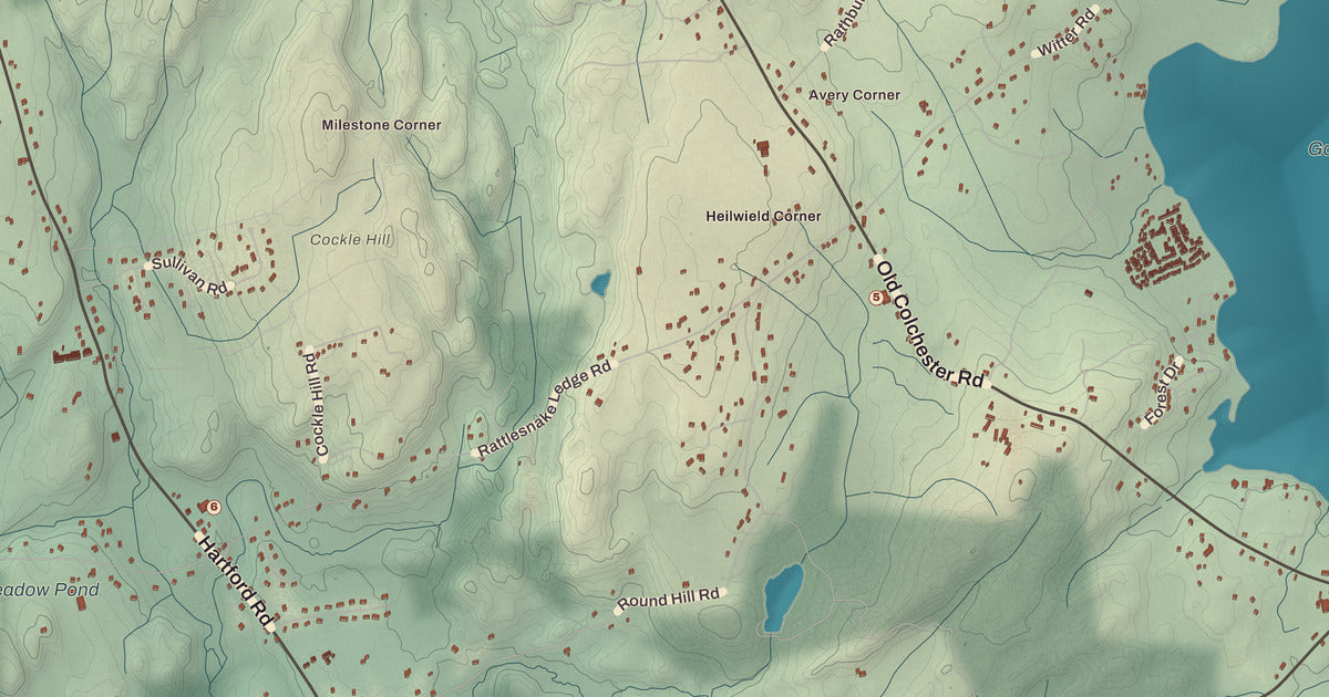 Detailed close-up of the KNOWOL map of Salem, Connecticut