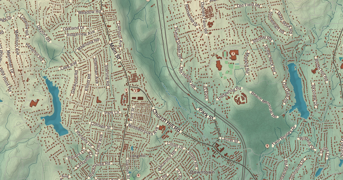 Detailed close-up of the KNOWOL map of Trumbull, Connecticut