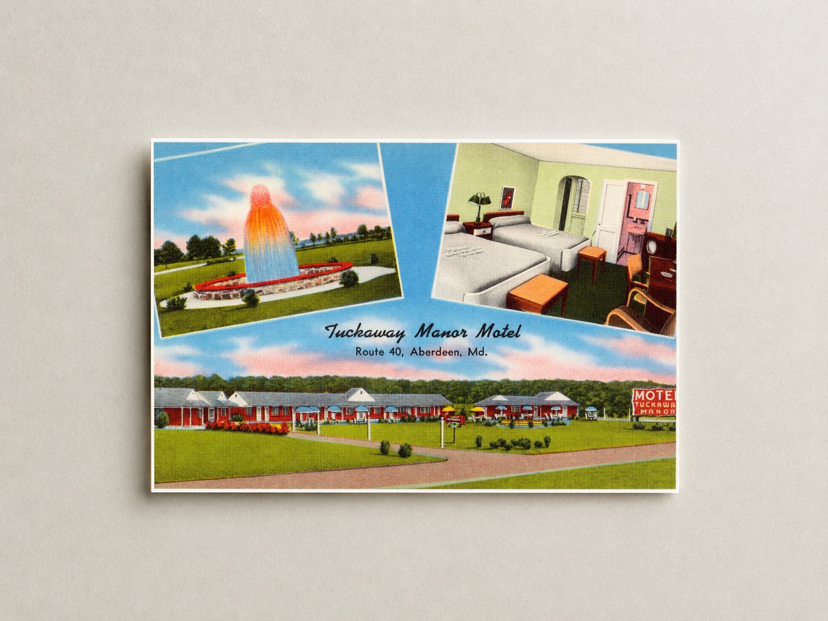 Tuckaway Manor Motel, Route 40, Aberdeen, MD — Vintage Maryland Postcard