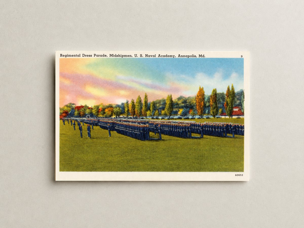 Regimental dress parade, Midshipmen, U. S. Naval Academy, Annapolis, MD — Vintage Maryland Postcard