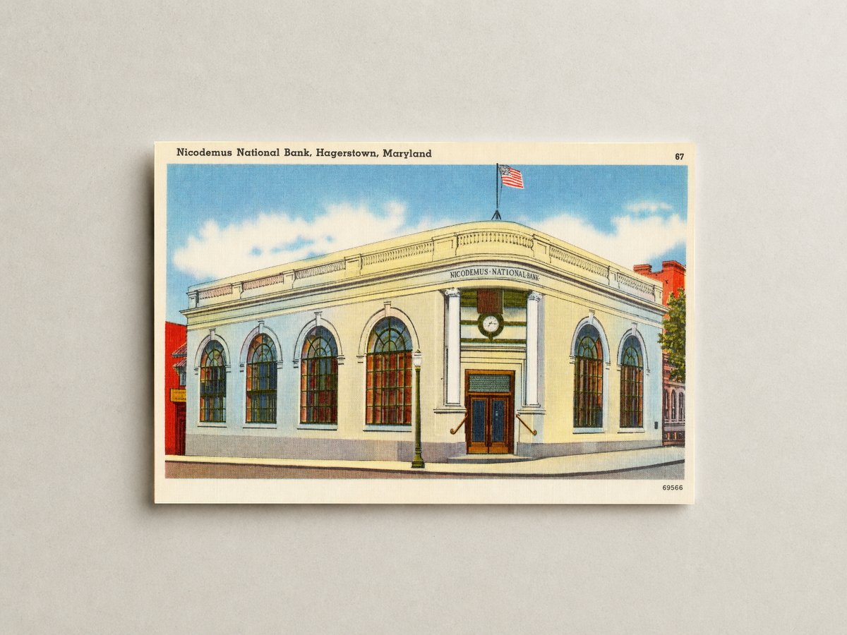 Nicodemus National Bank, Hagerstown, Maryland — Vintage Maryland Postcard