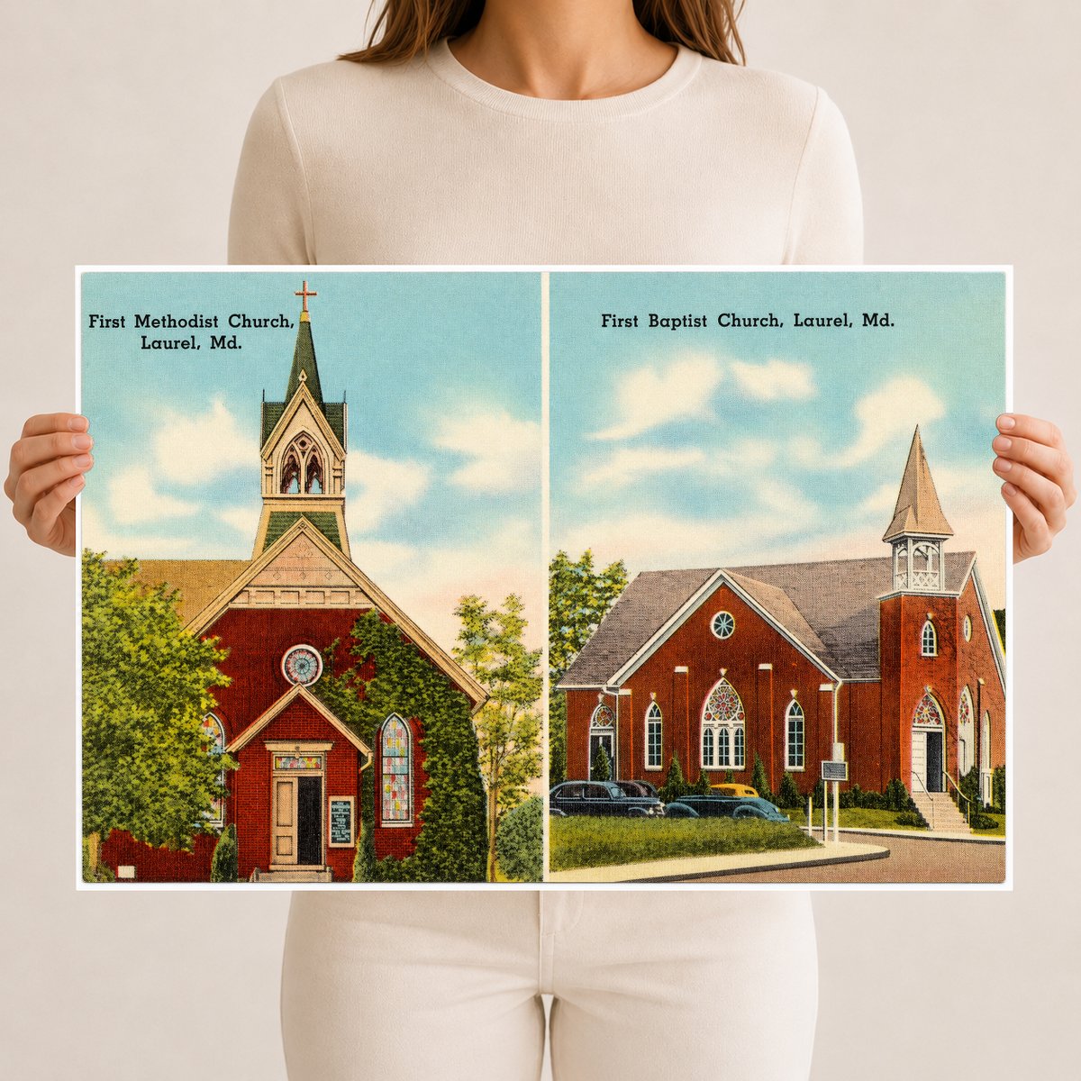 First Methodist Church, Laurel, MD — Vintage Maryland Postcard