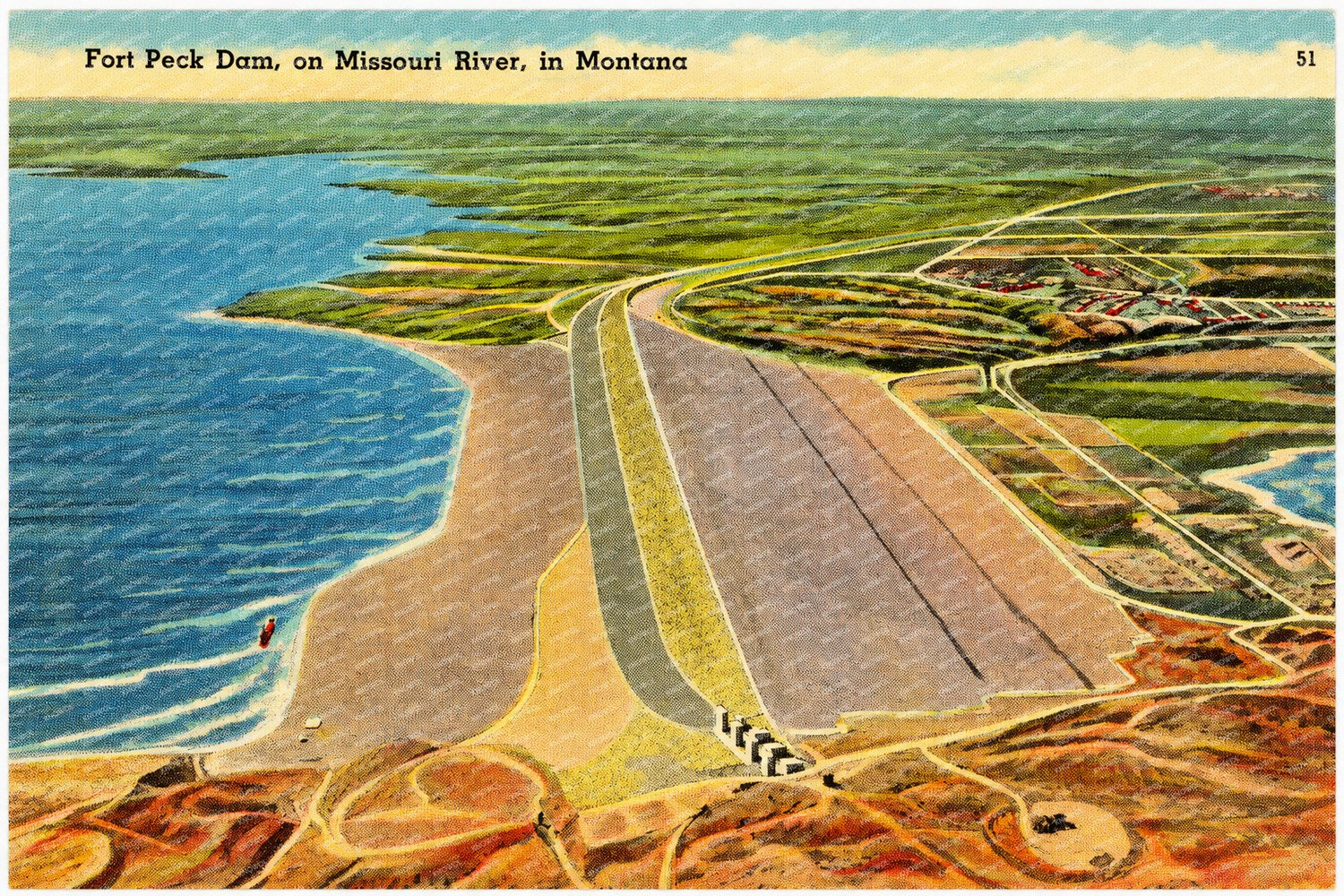 Missouri River, MT: Fort Peck Dam, on Missouri River, in Montana