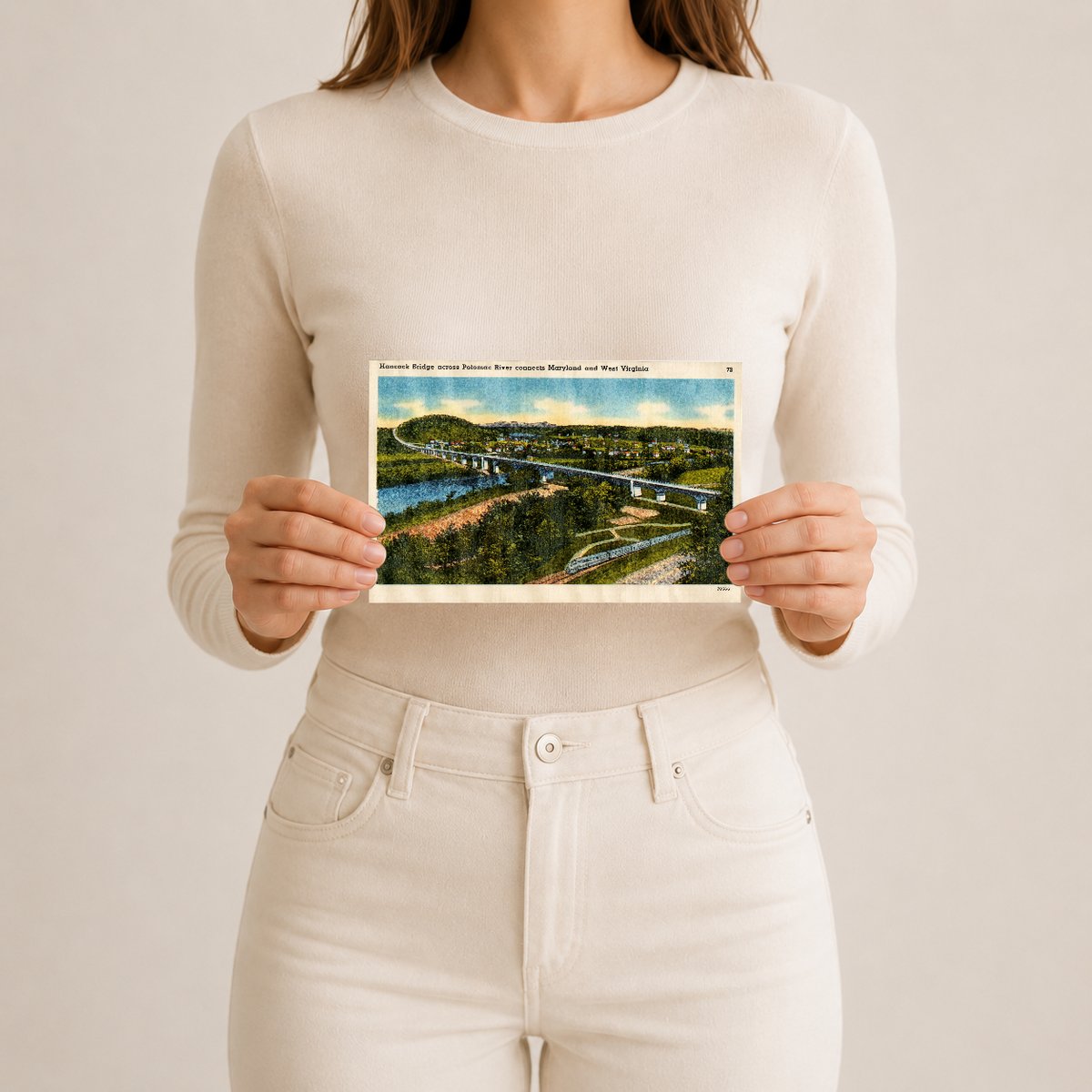 Hancock Bridge across Potomac River connects Maryland and West Virginia — Vintage Maryland Postcard