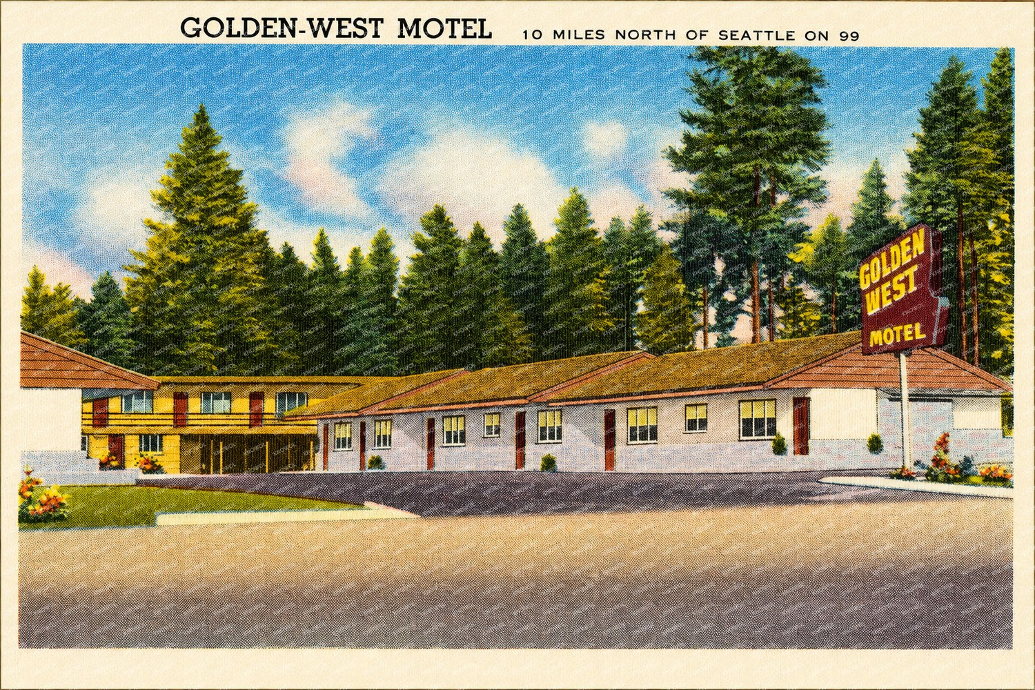Seattle, WA: Golden-West Motel, 10 miles north of Seattle on 99