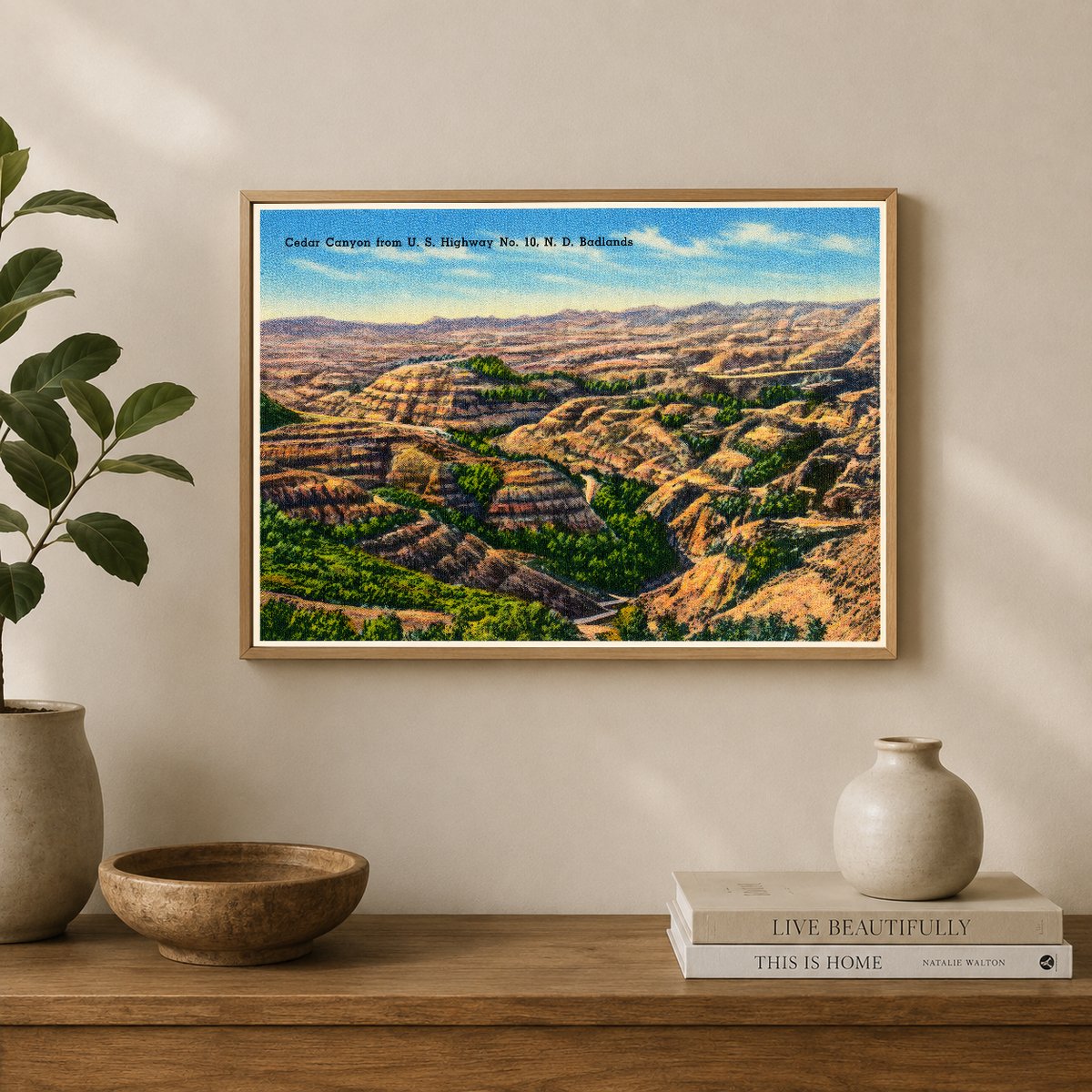 Cedar Canyon, ND: Cedar Canyon from U.S. Highway No. 10, N. D. Badlands