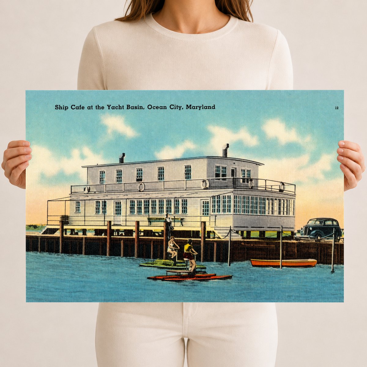 Ship Cafe at the Yacht Basin, Ocean City, Maryland — Vintage Maryland Postcard