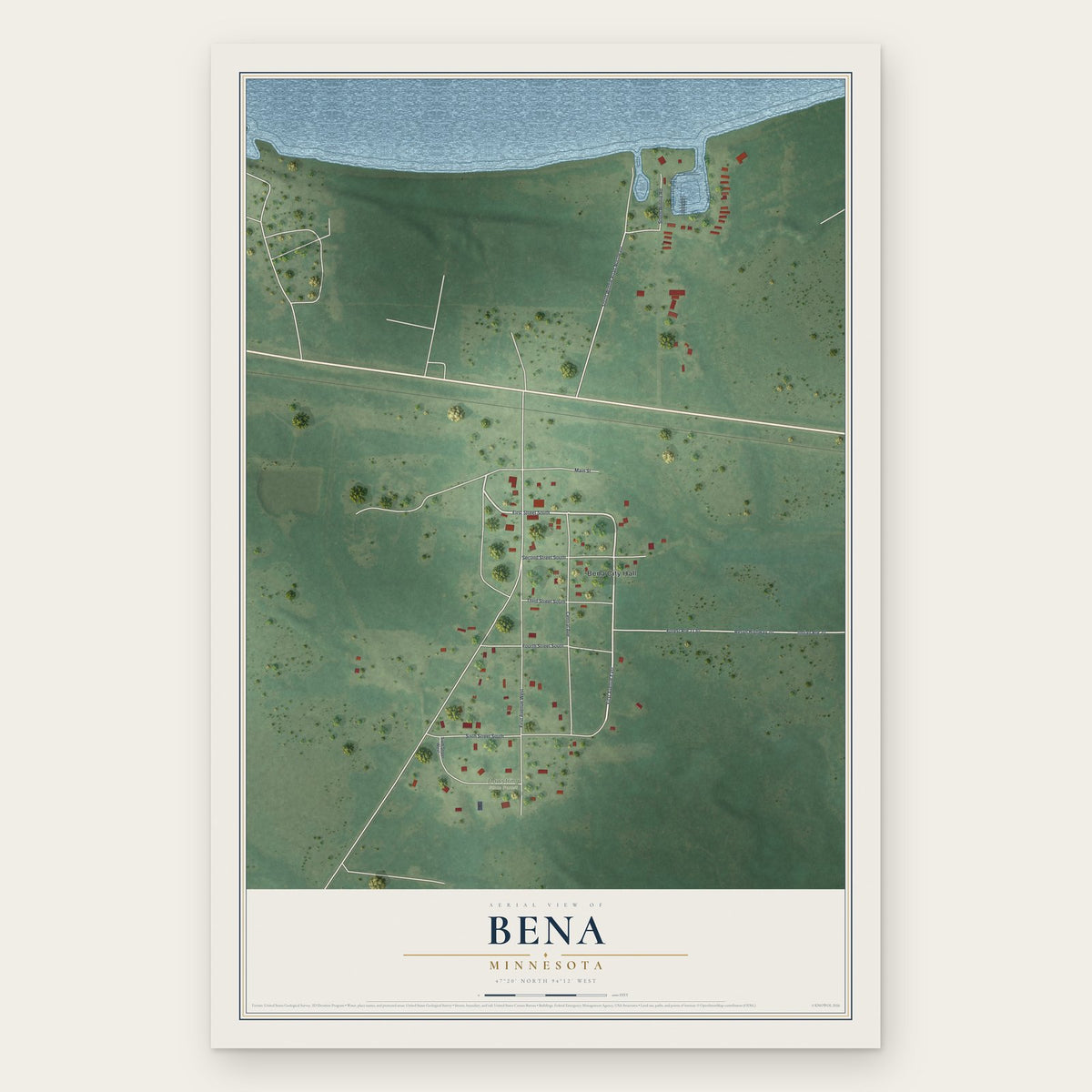 Bena, Minnesota map print, the full design