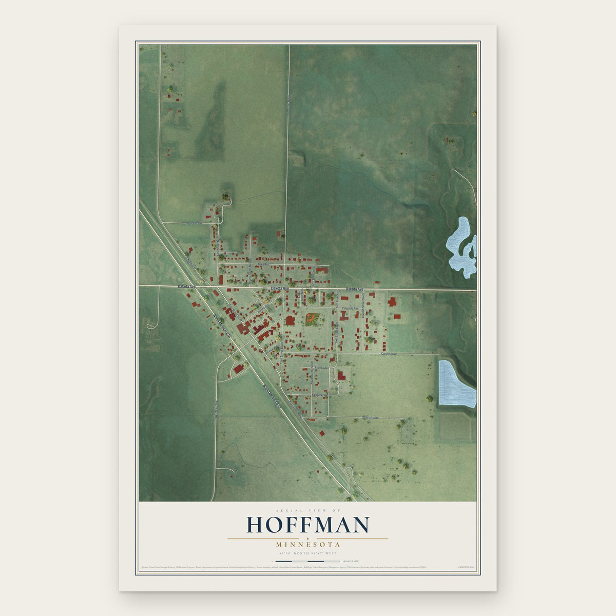 Hoffman, Minnesota map print, the full design
