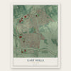 East Hills, New York map print, the full design