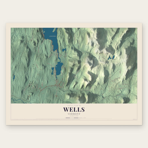 Wells, Vermont map print, the full design