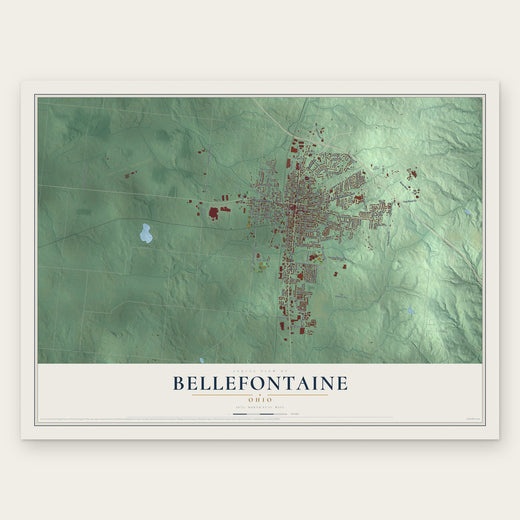 Bellefontaine, Ohio map print, the full design