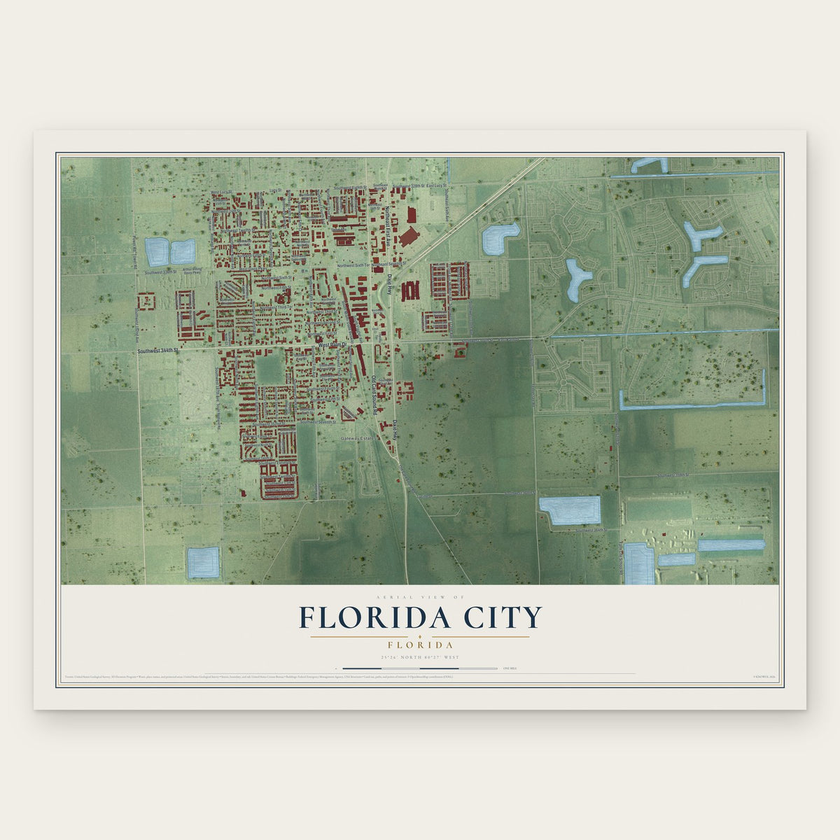 Florida City, Florida map print, the full design