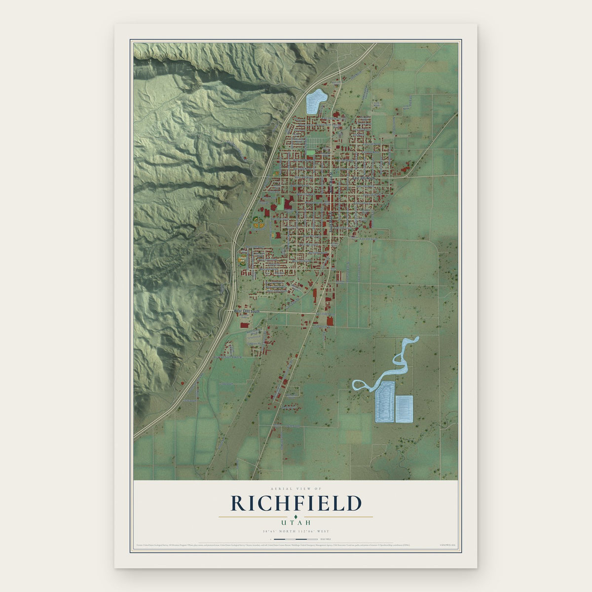Richfield, Utah map print, the full design