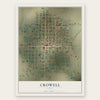 Crowell, Texas map print, the full design