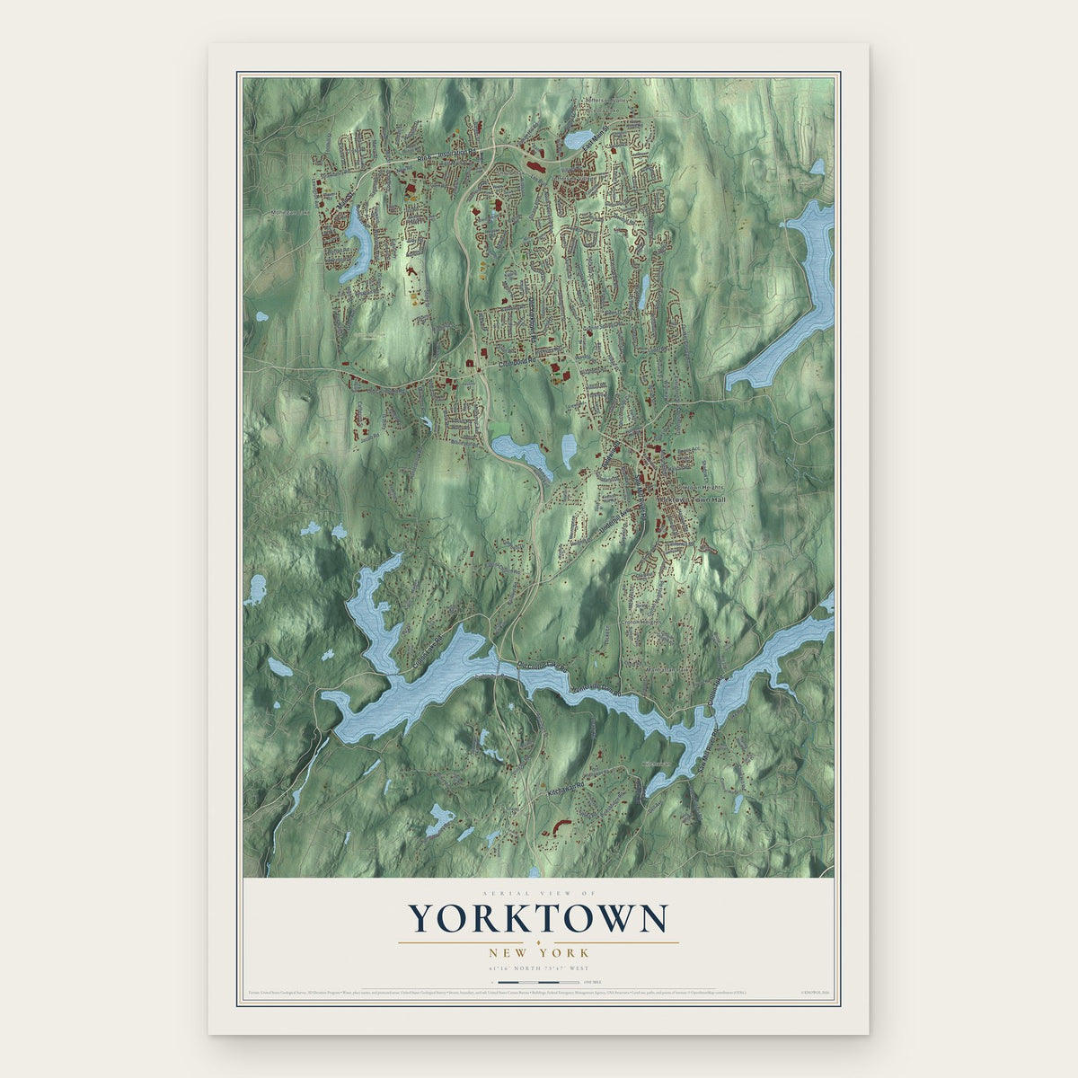 Yorktown, New York map print, the full design