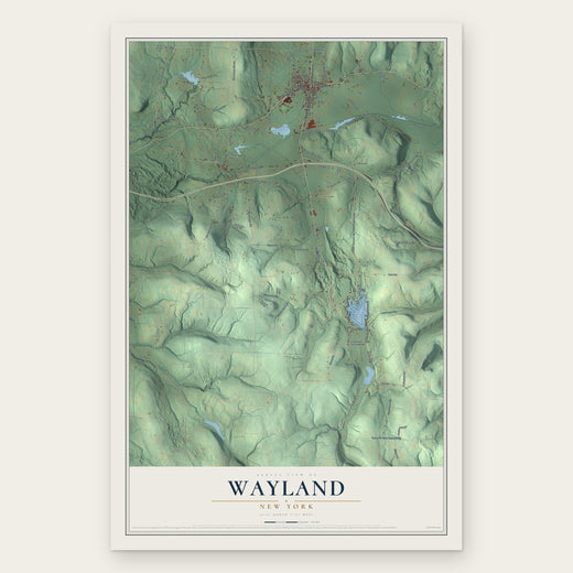 Wayland, New York map print, the full design