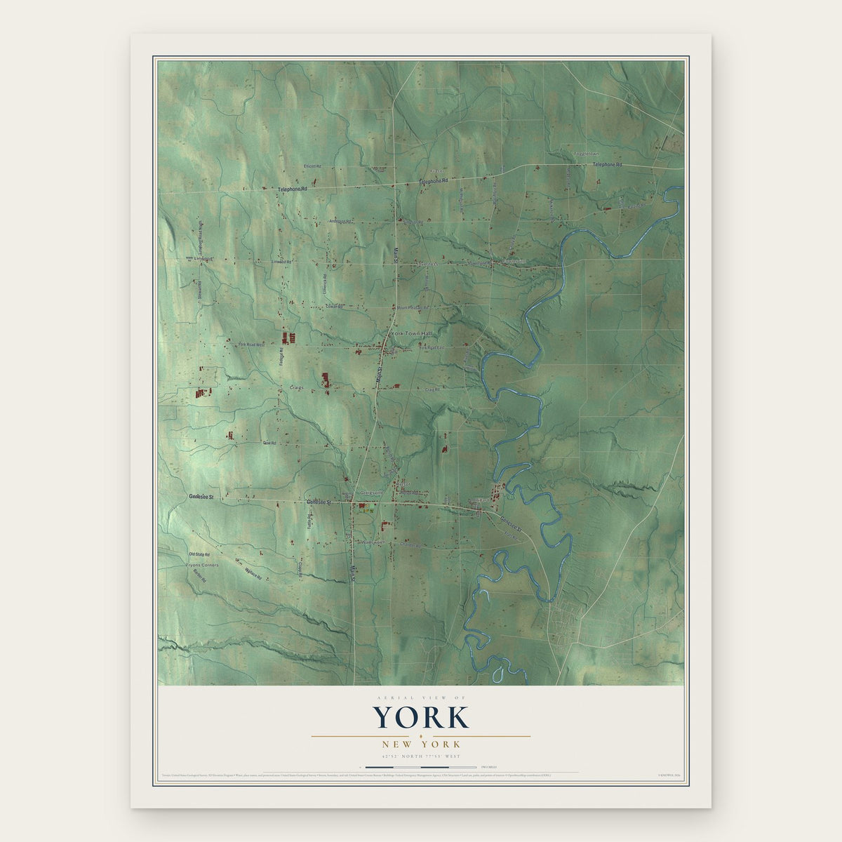 York, New York map print, the full design