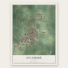 Sycamore, Illinois map print, the full design