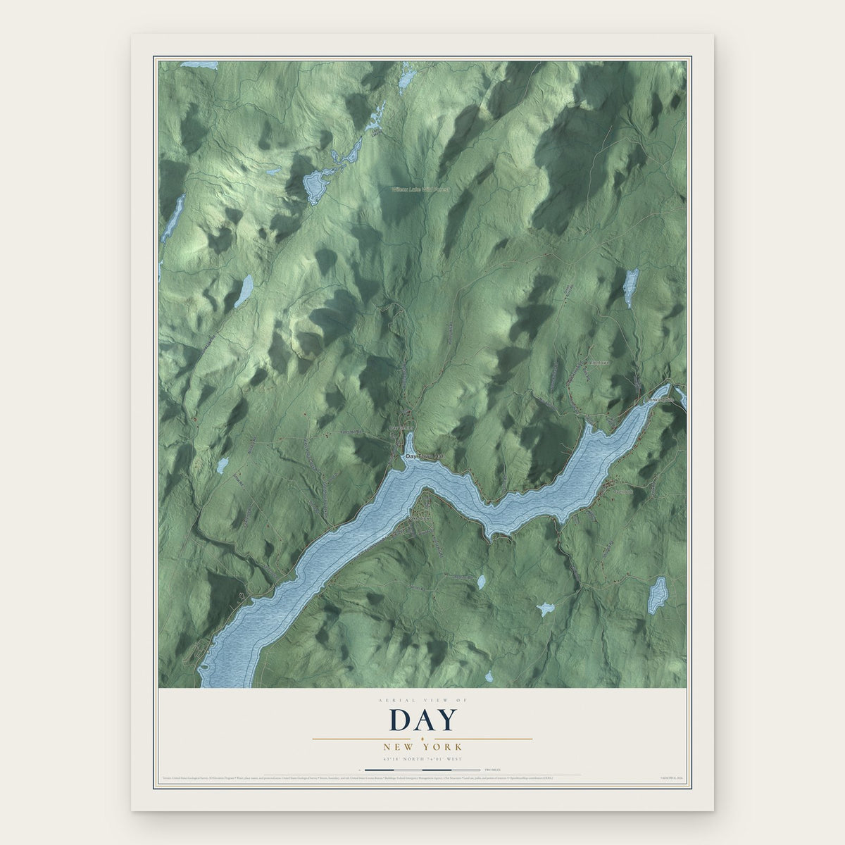 Day, New York map print, the full design