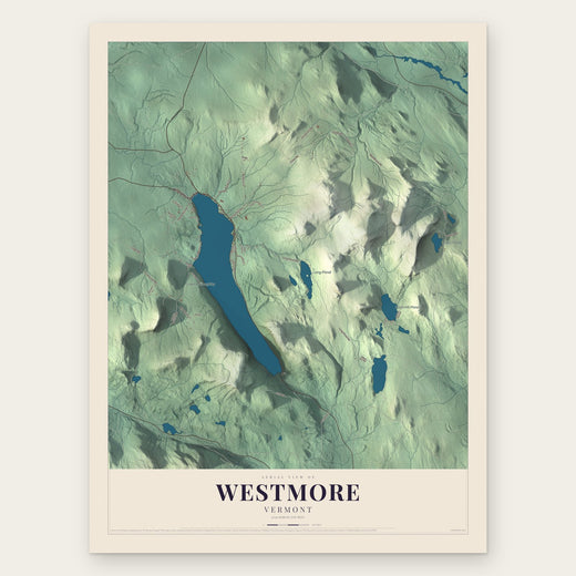 Westmore, Vermont map print, the full design