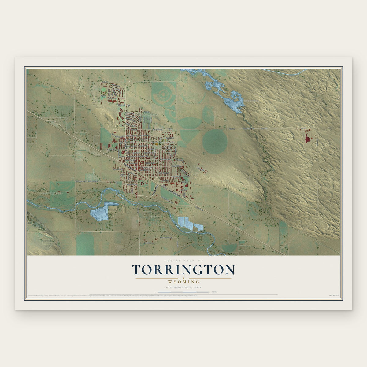 Torrington, Wyoming map print, the full design