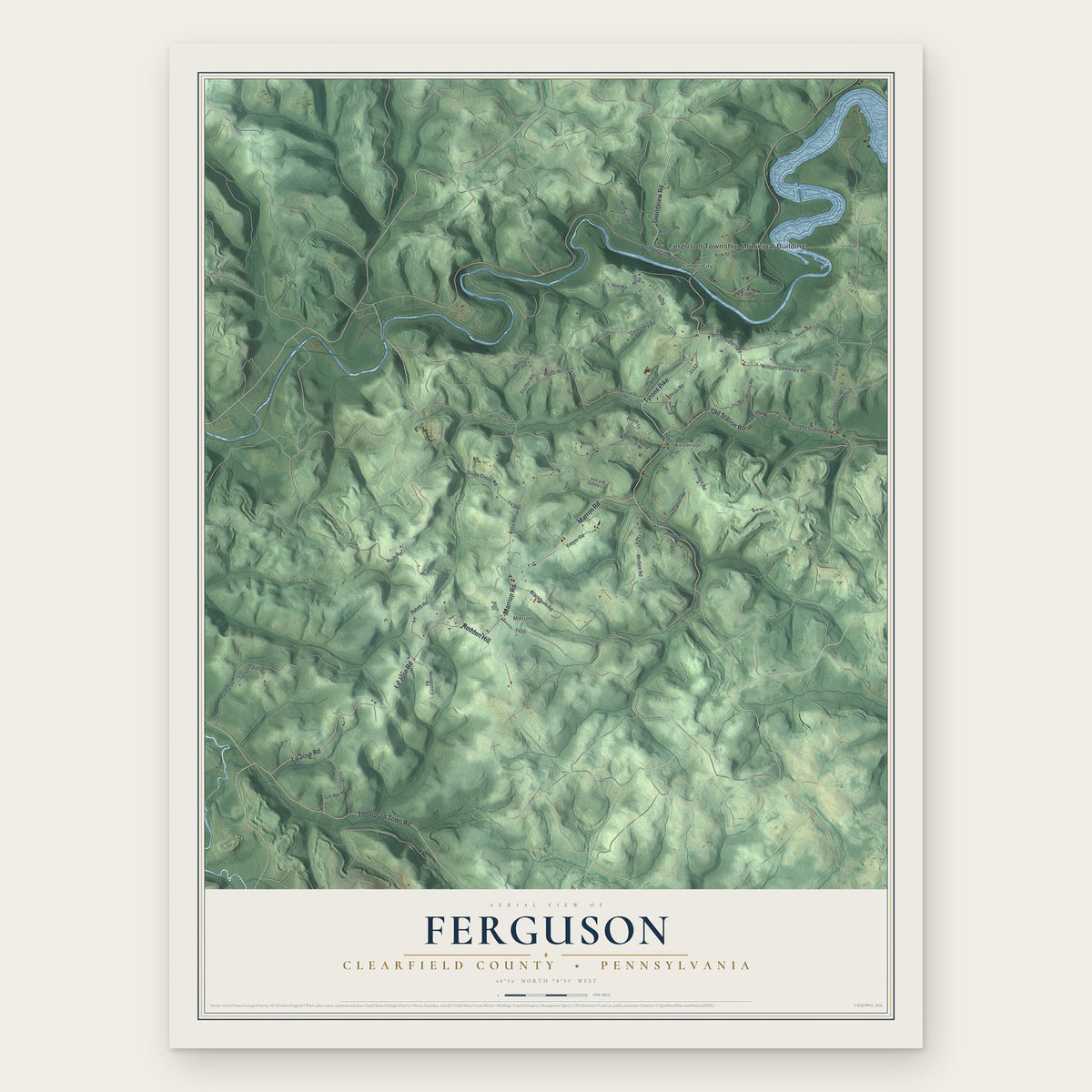 Ferguson, Clearfield County, Pennsylvania map print, the full design