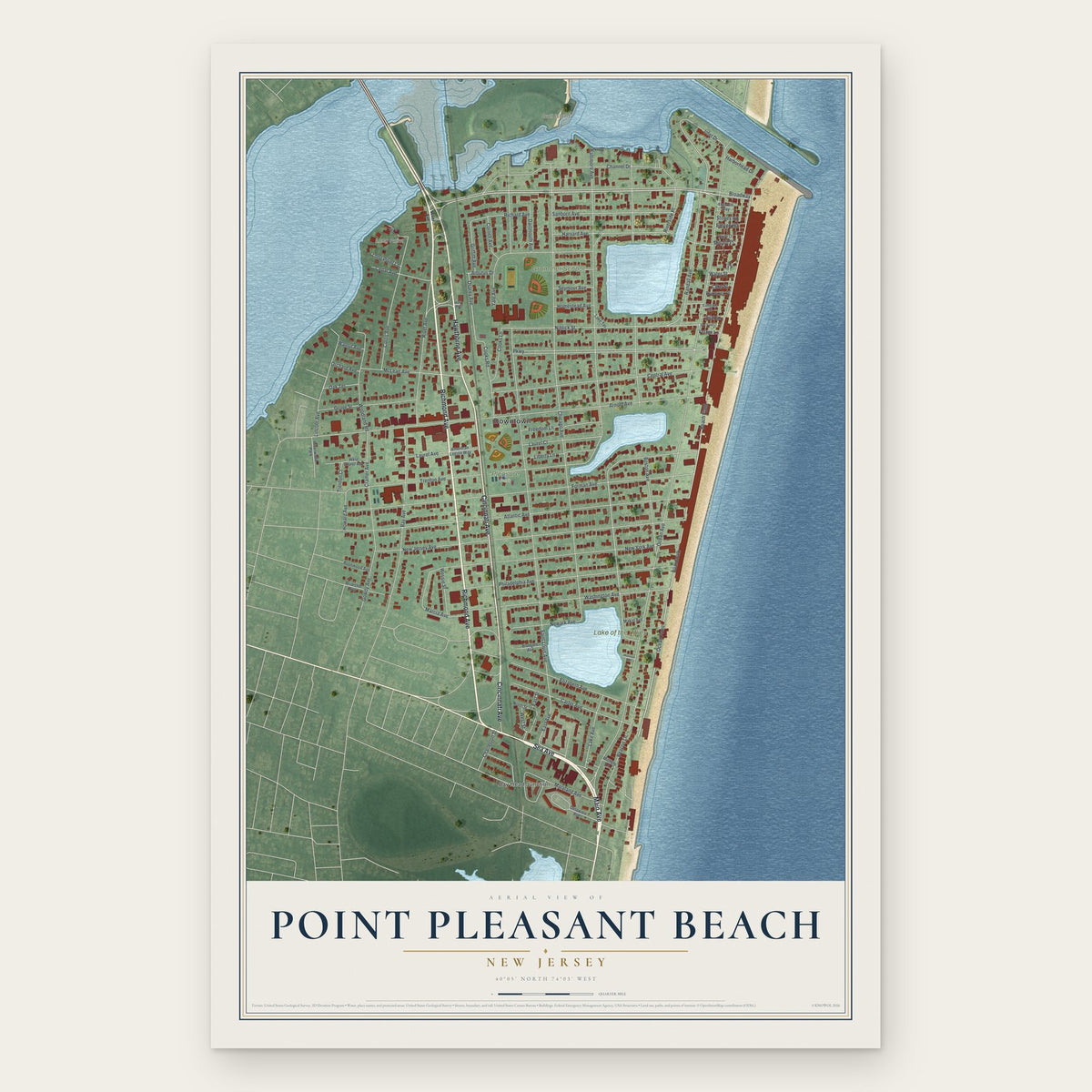 Point Pleasant Beach, New Jersey map print, the full design