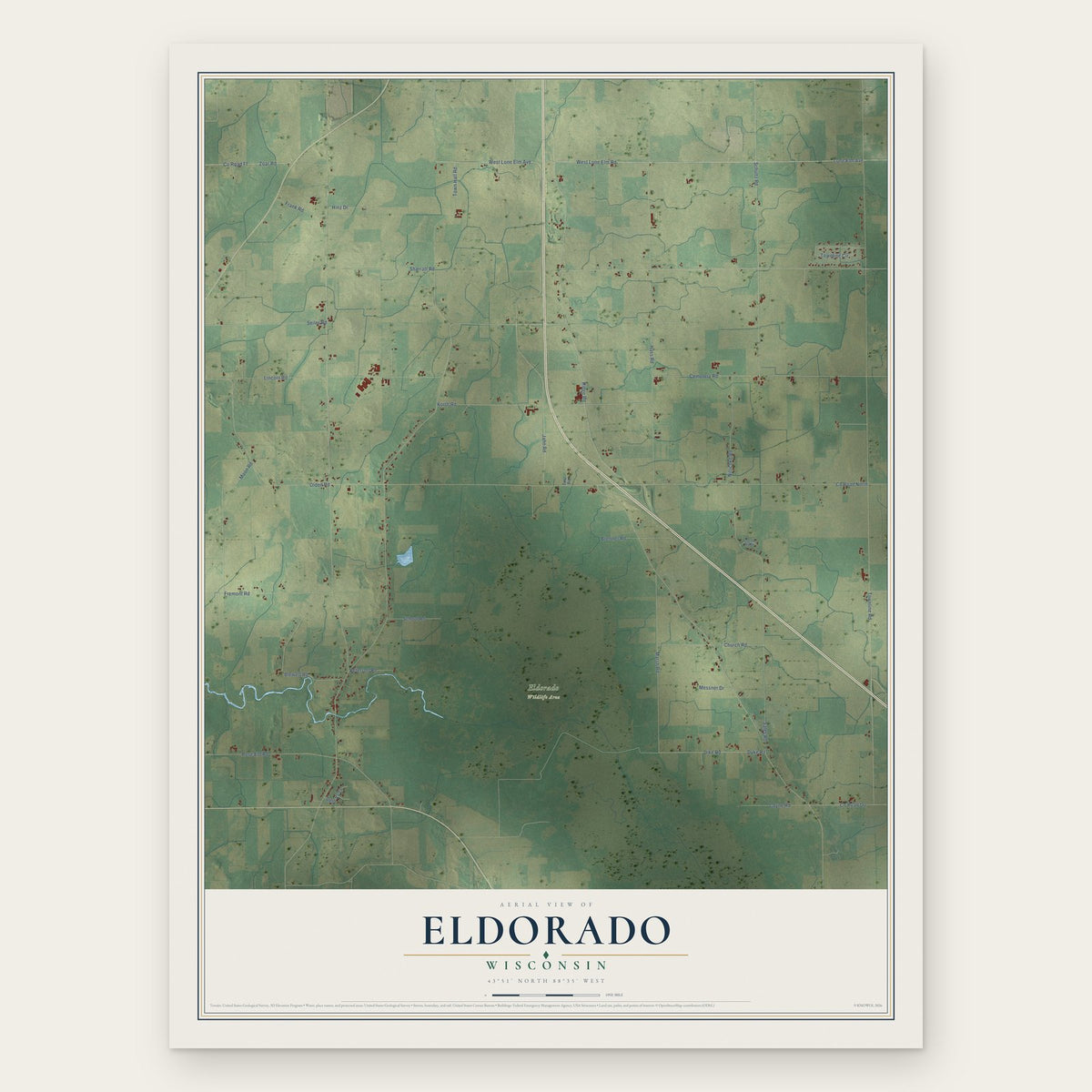 Eldorado, Wisconsin map print, the full design