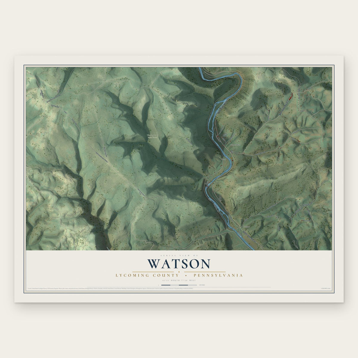 Watson, Lycoming County, Pennsylvania map print, the full design