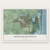 North Miami Beach, Florida map print, the full design