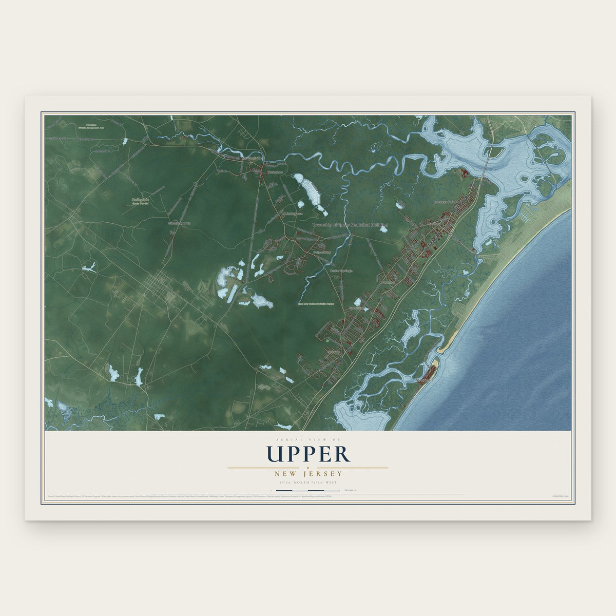 Upper, New Jersey map print, the full design