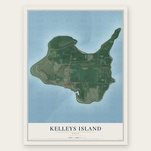 Kelleys Island, Ohio map print, the full design