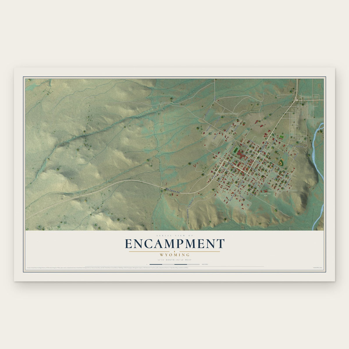 Encampment, Wyoming map print, the full design