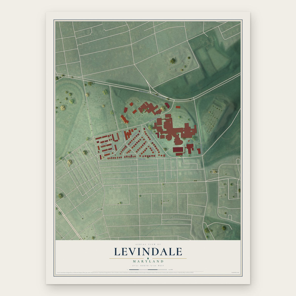 Levindale, Maryland map print, the full design