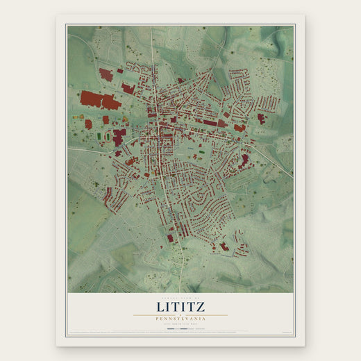 Lititz, Pennsylvania map print, the full design