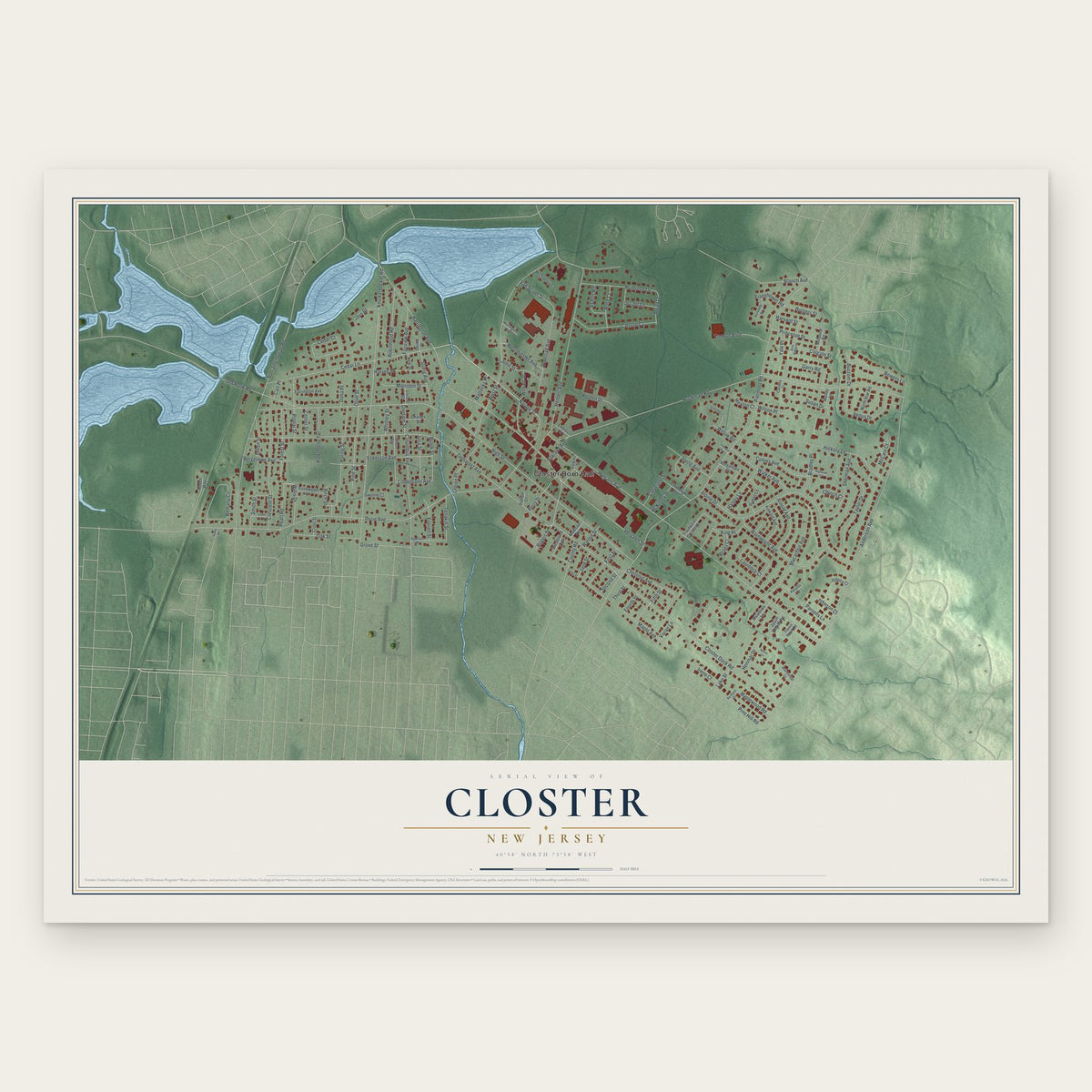 Closter, New Jersey map print, the full design