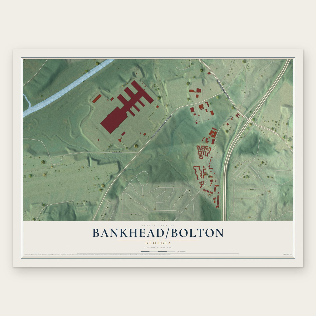 Bankhead-Bolton, Georgia map print, the full design
