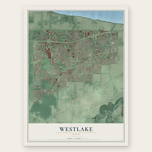 Westlake, Ohio map print, the full design