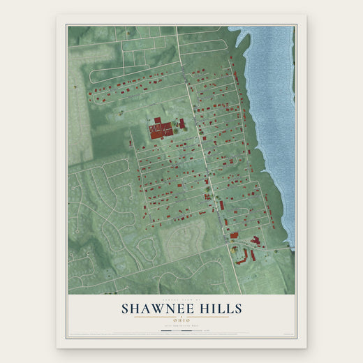 Shawnee Hills, Ohio map print, the full design