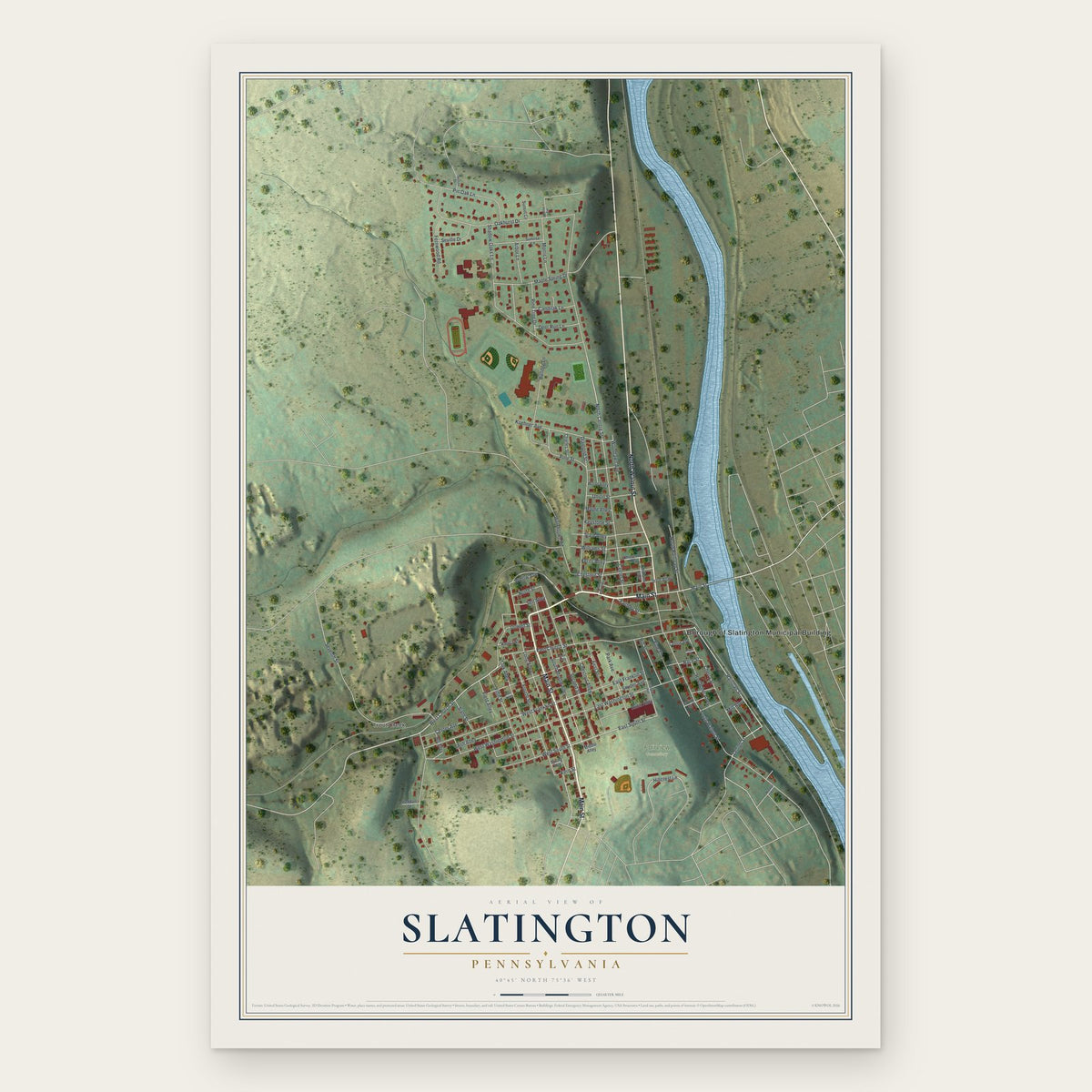 Slatington, Pennsylvania map print, the full design