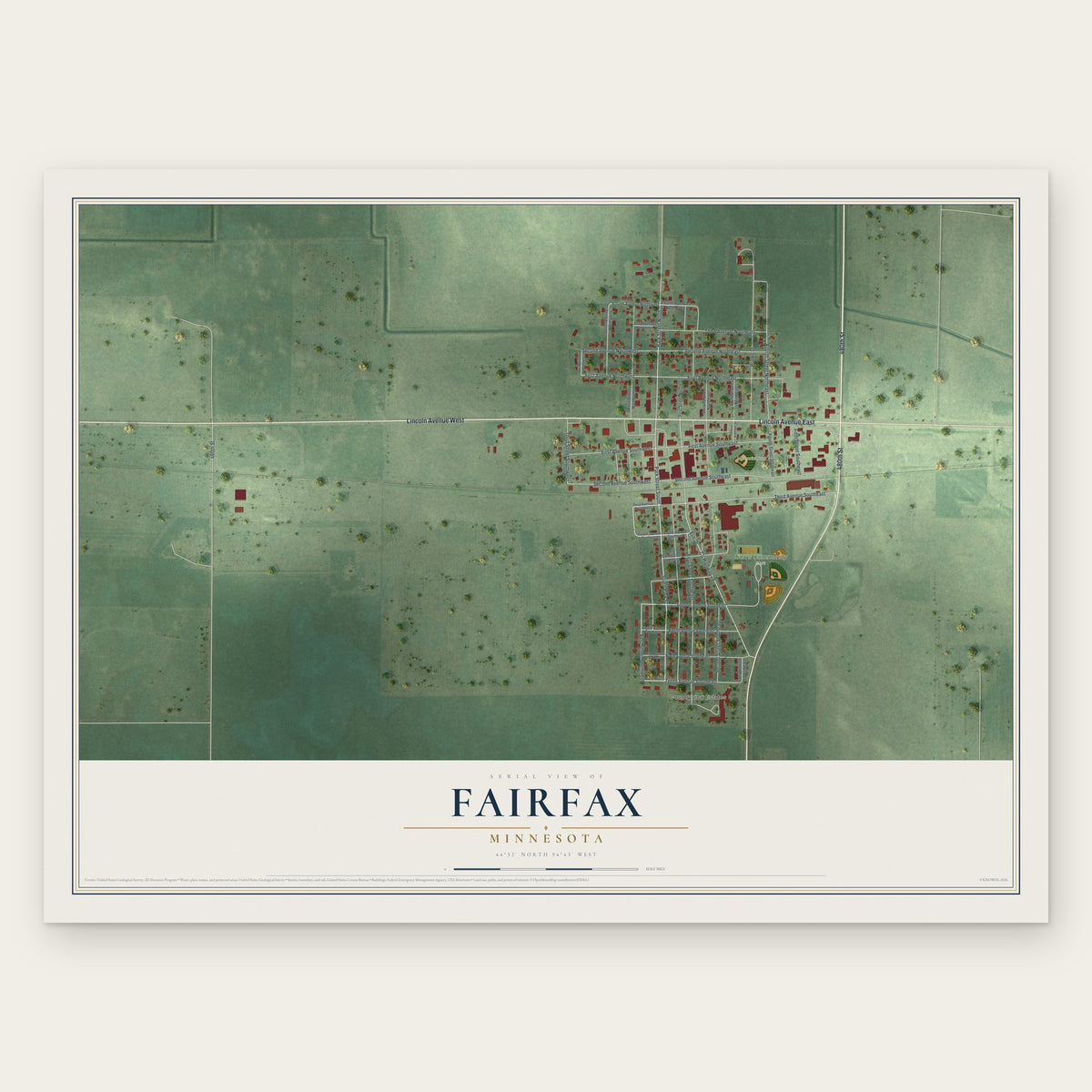 Fairfax, Minnesota map print, the full design
