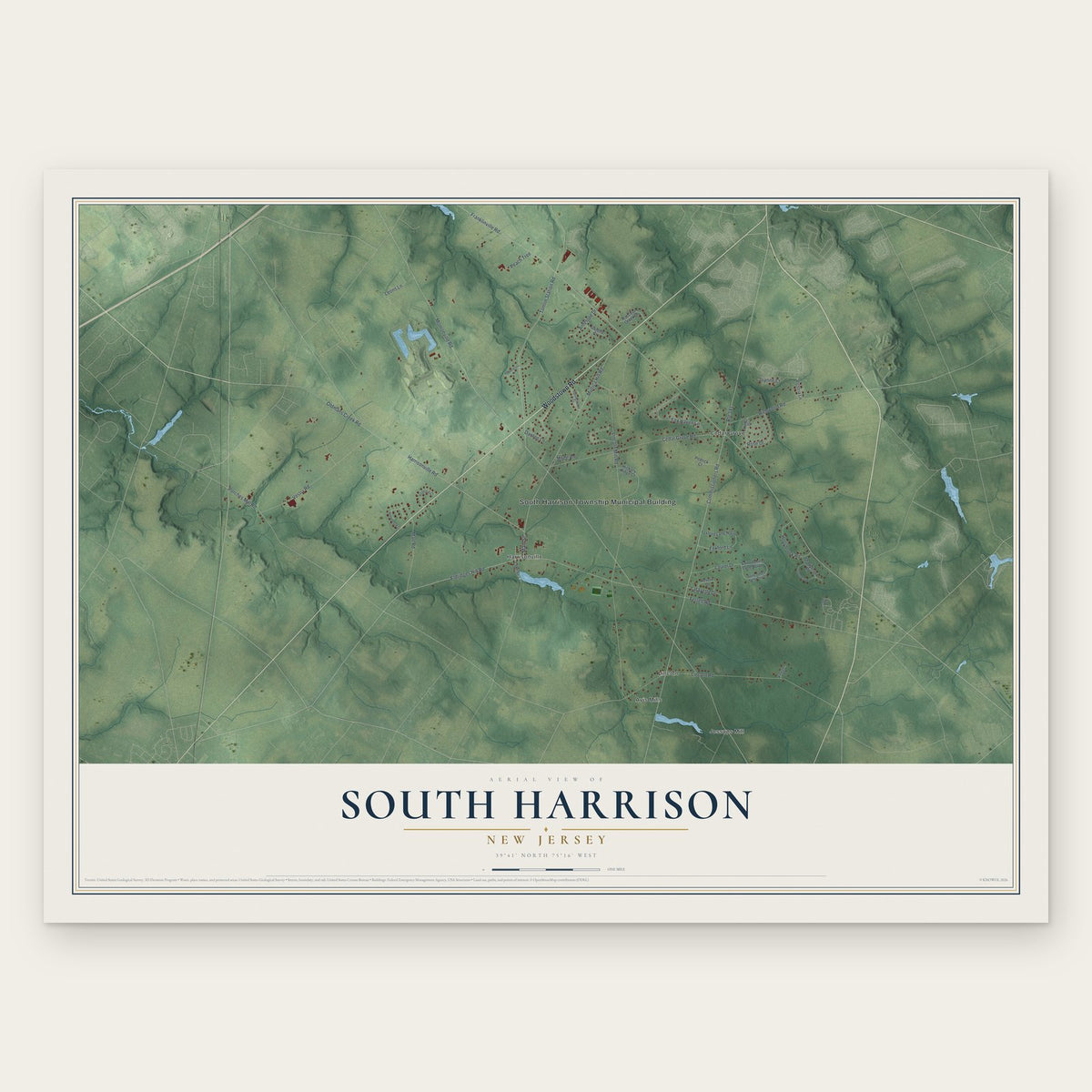 South Harrison, New Jersey map print, the full design