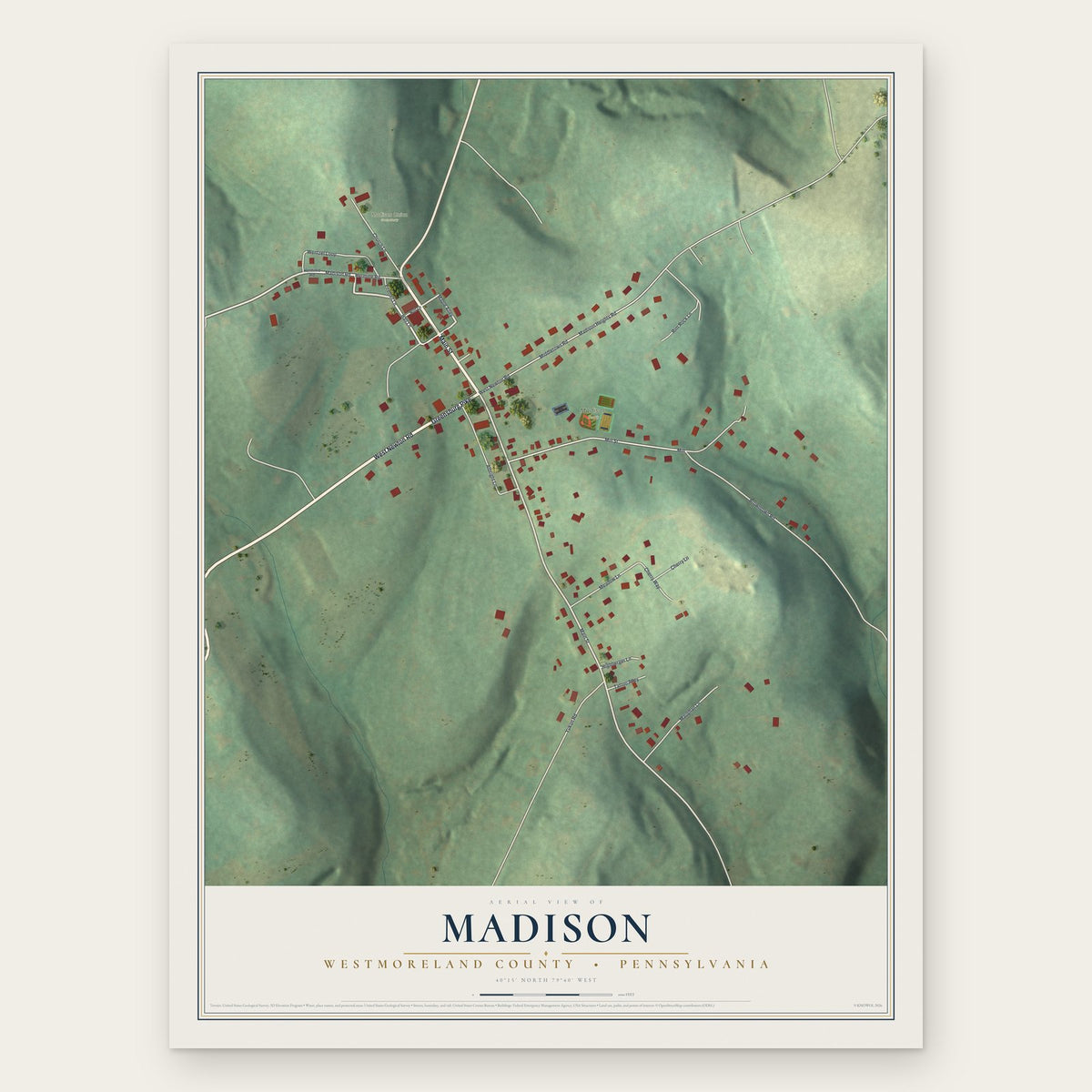 Madison, Westmoreland County, Pennsylvania map print, the full design