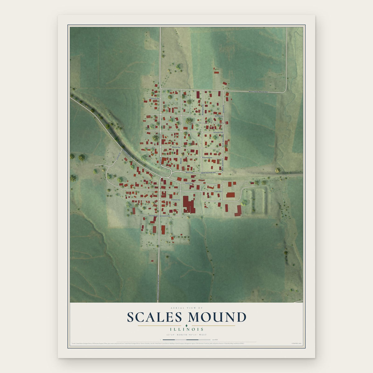 Scales Mound, Illinois map print, the full design