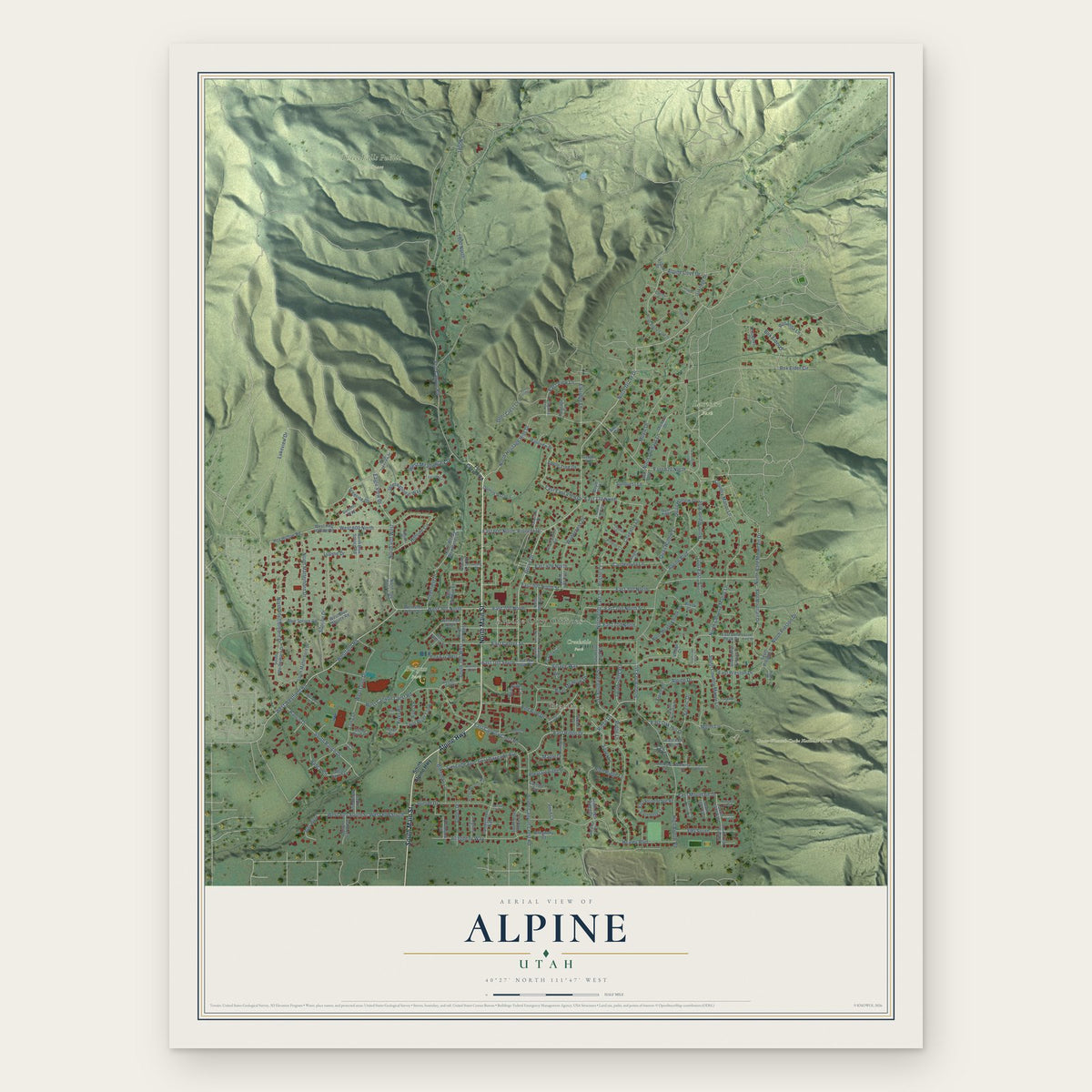 Alpine, Utah map print, the full design