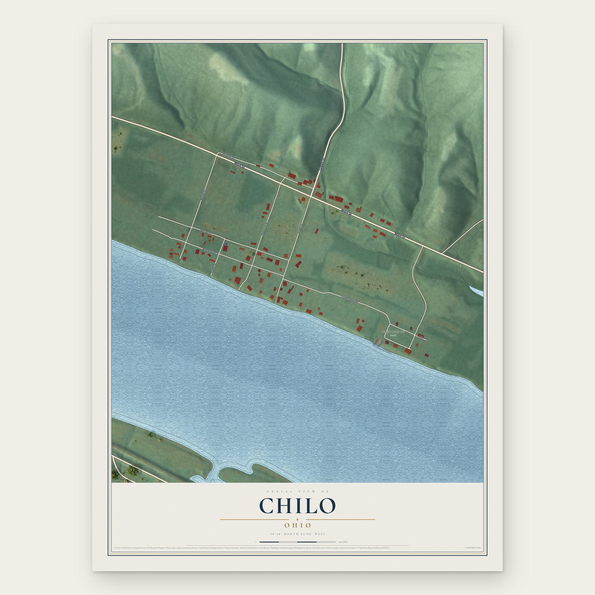 Chilo, Ohio map print, the full design