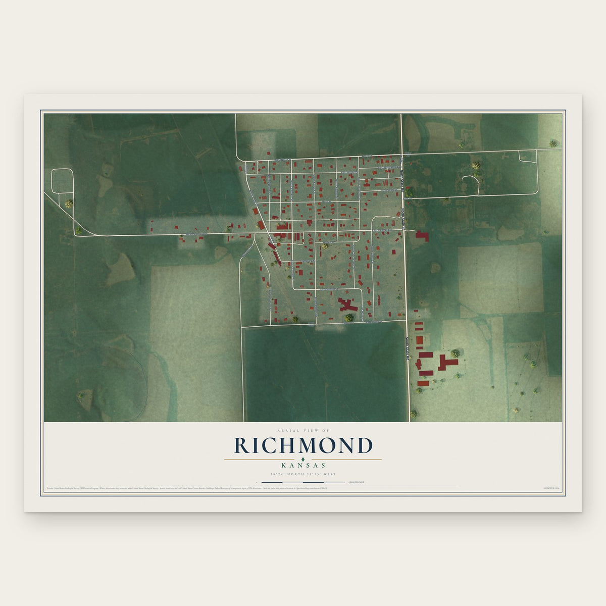 Richmond, Kansas map print, the full design